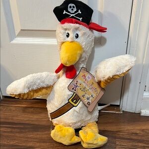 Think Dog Pirate Chicken 19 in Plush Toy - White Chicken - NWT